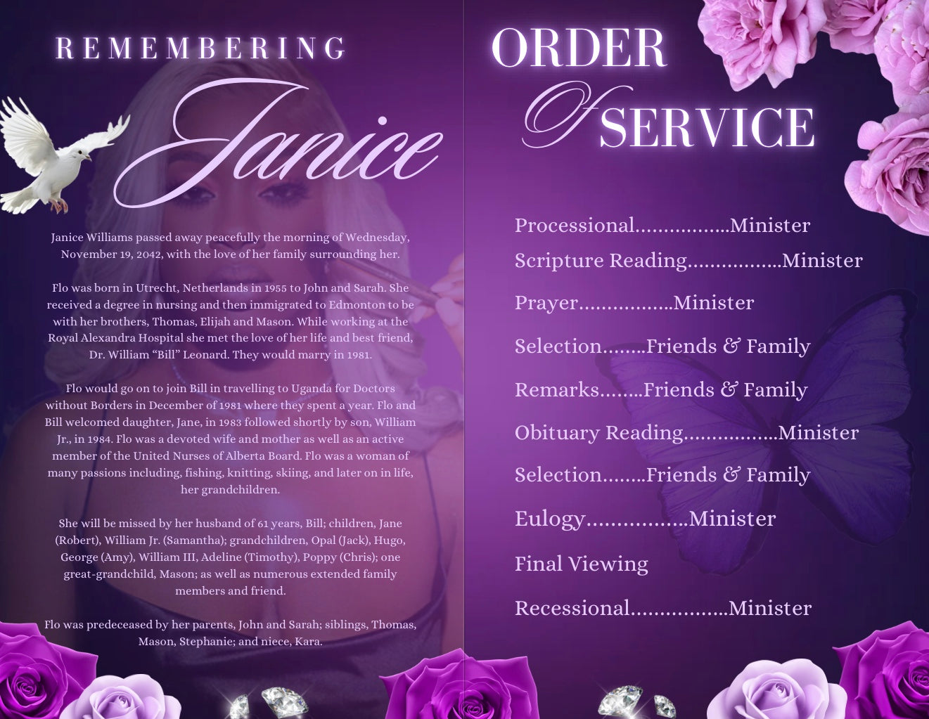 4 Page Bi-fold Obituary