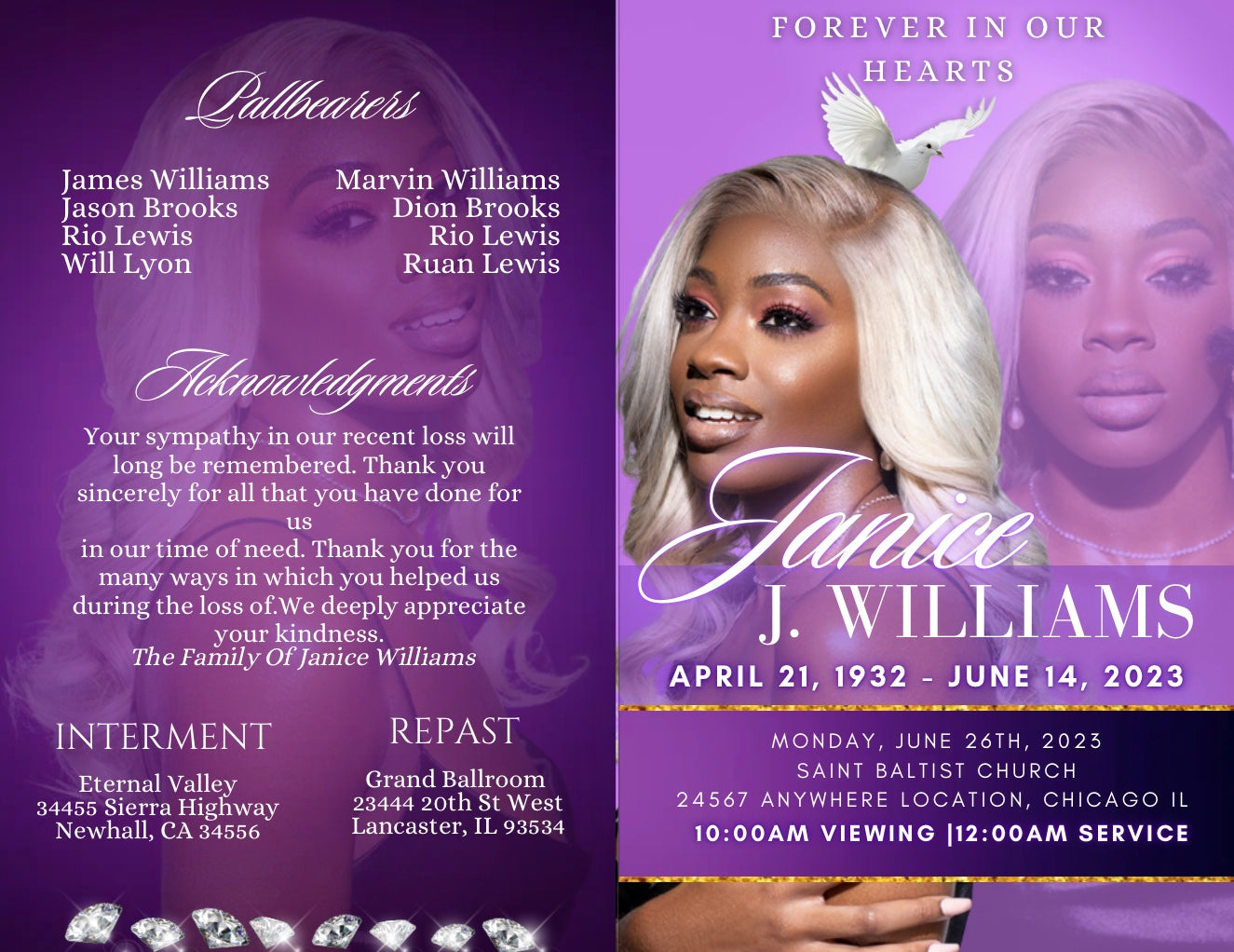 4 Page Bi-fold Obituary