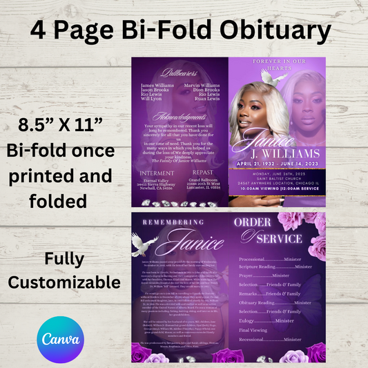 4 Page Bi-fold Obituary